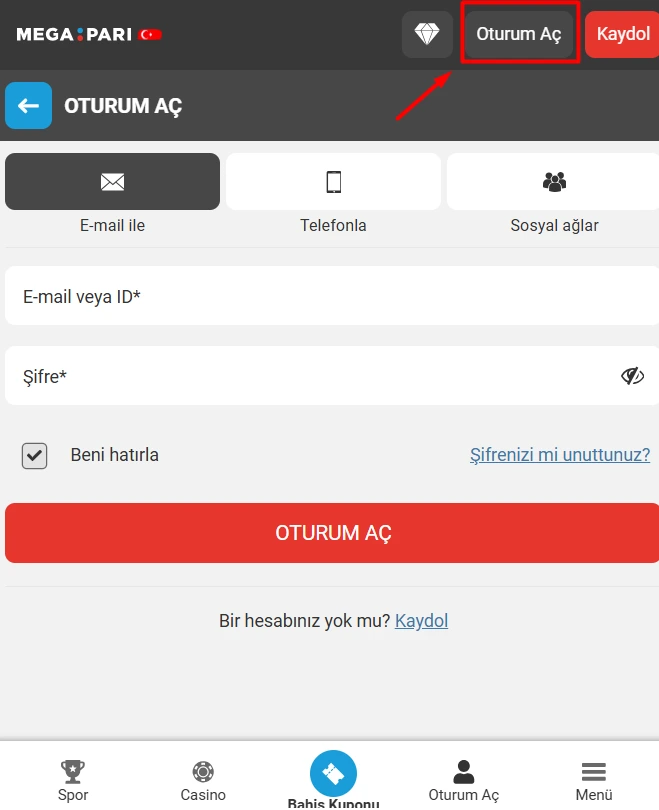 Megapari Mobil Site görseli